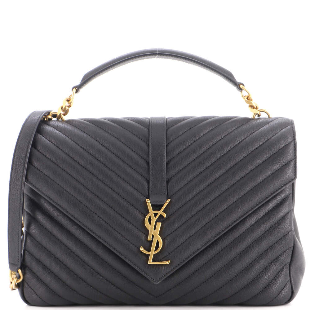 Saint Laurent Large Classic Monogram College Bag Matelasse Chevron Leather